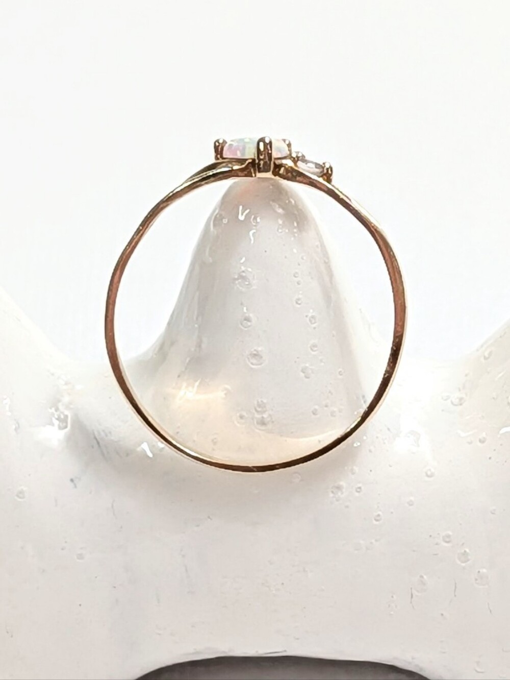 Vintage Rings & Things 10K Gold Heart Opal Diamond Ring Size 7 - Picture 6 of 6